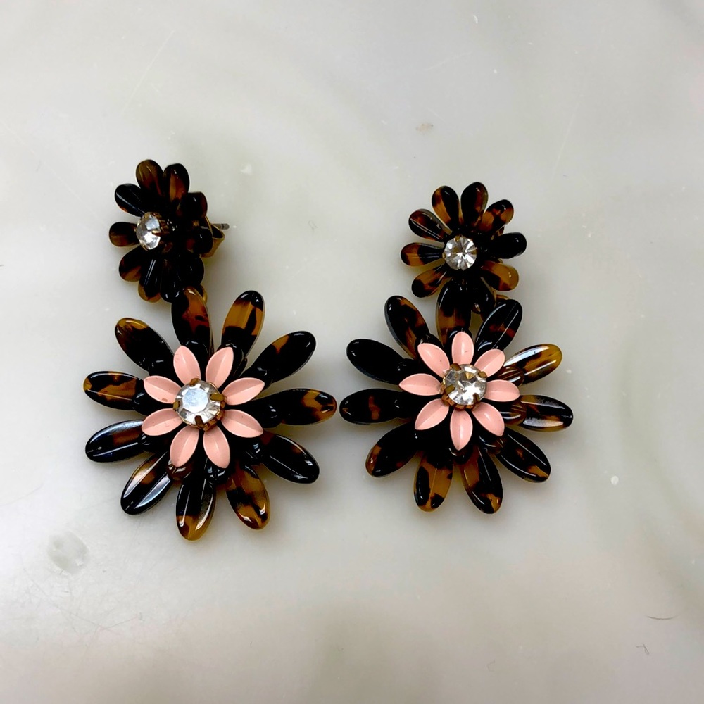 JCrew Tortoise Shell Flower Earrings